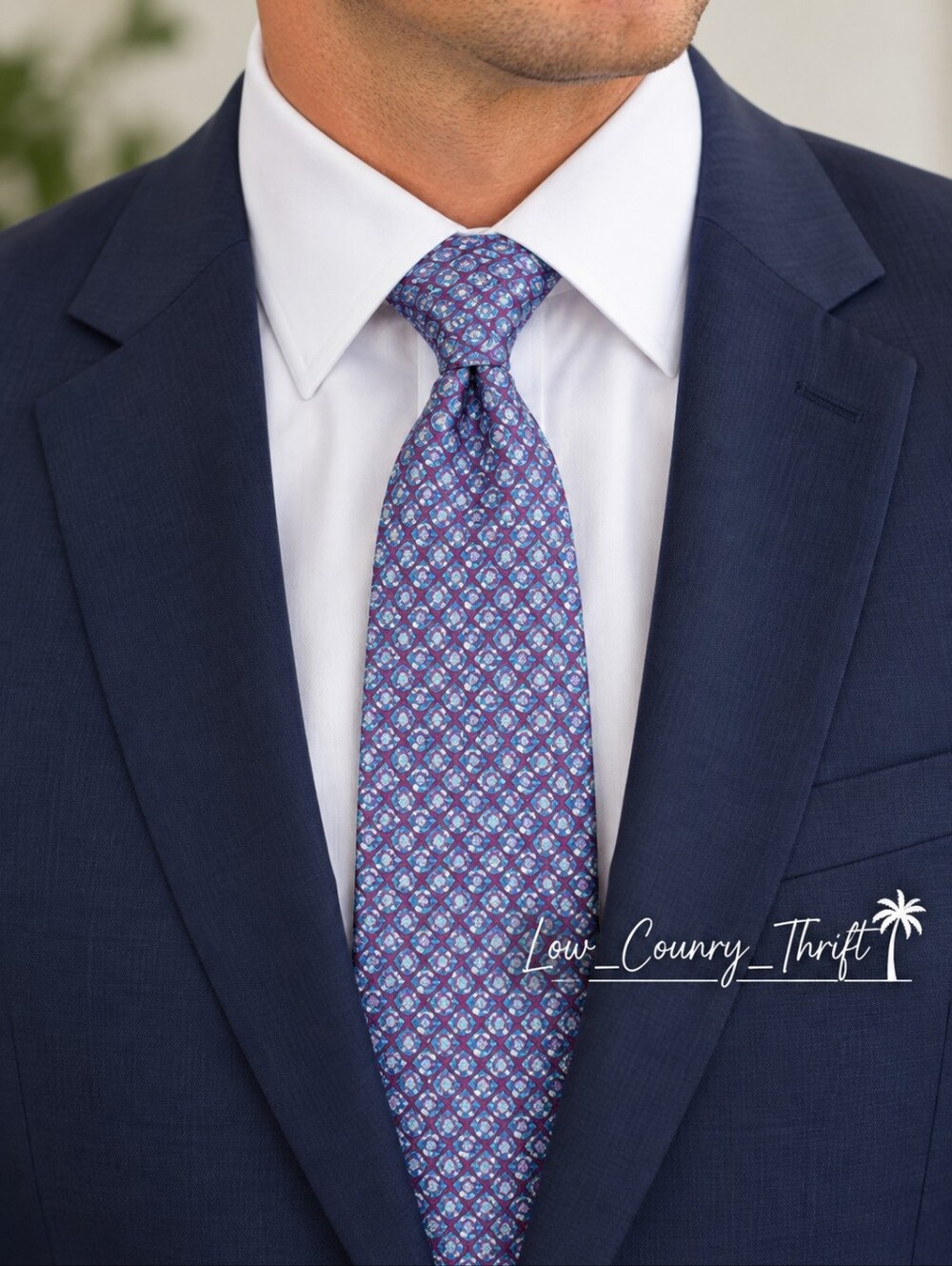 Kuppenheimer Premier Edition Silk Tie Purple Blue Medallion Made Italy